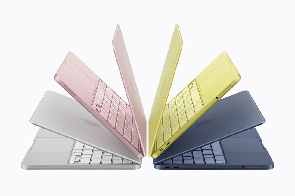 MacBook Neo in four colors: silver, blush, citrus, and indigo